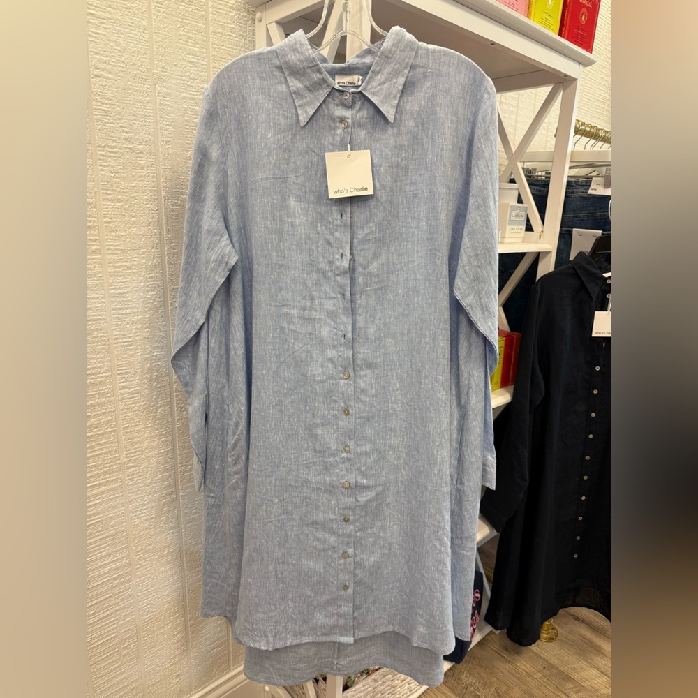 Who’s Charlie - chambray linen Longsleeve  XS